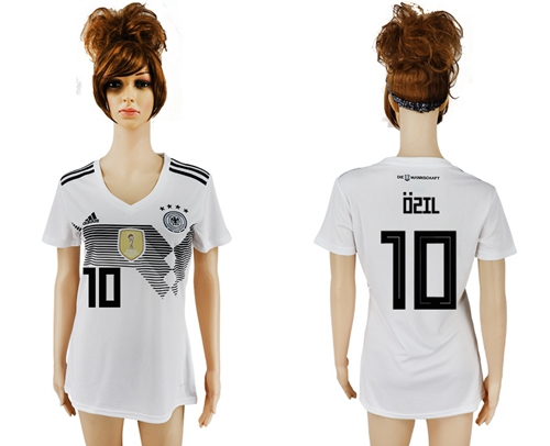 Women's Germany #10 Ozil White Home Soccer Country Jersey